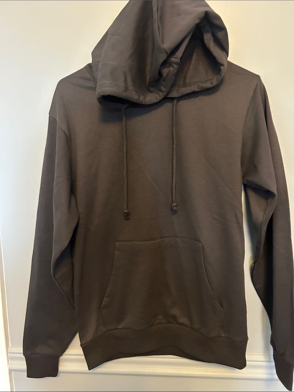Men's Brown Pullover Hoodie with Kangaroo Pocket - Unbranded